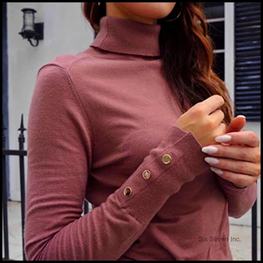 Polyester Knit Turtleneck Sweater Pullover With M… - image 4